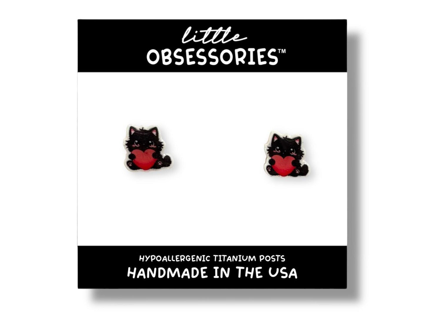 Black Cat Stud Earrings